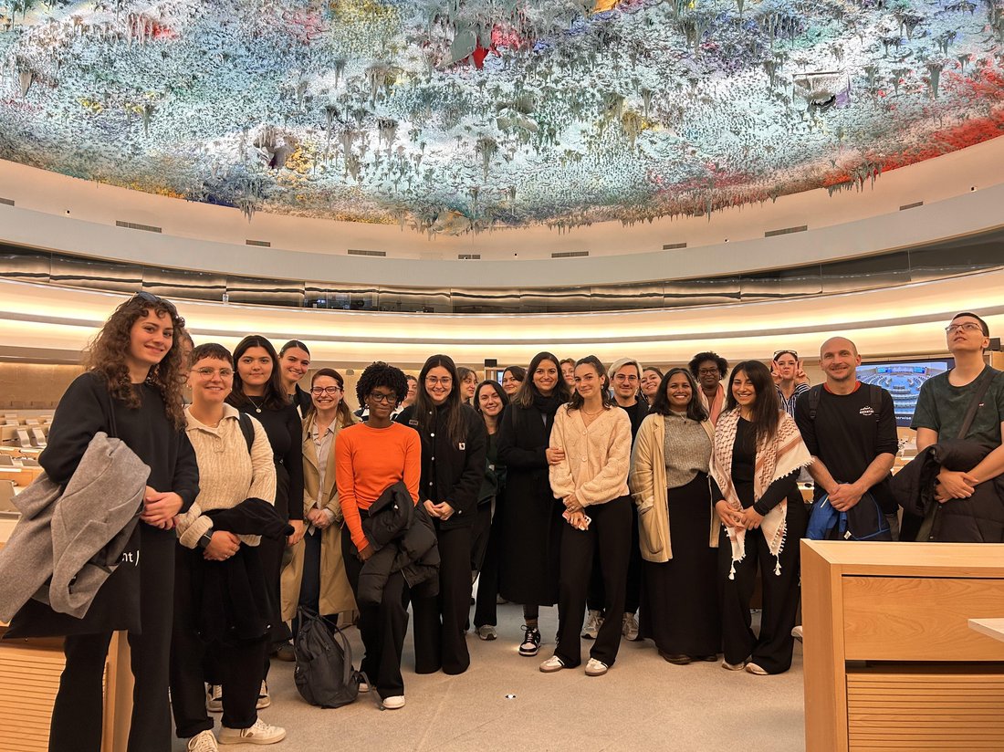 Students inside the Human Rights Council chamber